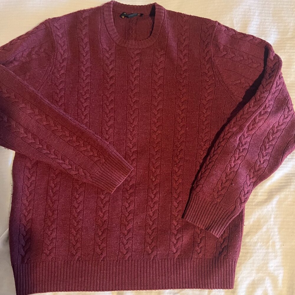 Brooks Brothers Saxon 100% Wool Burgundy sweater Size Medium.